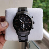  Shop Authentic Fossil Townsman Chronograph Black Dial Black Steel Strap Watch for Men - FS5379 - Luxxuri