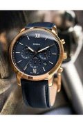  Shop Authentic Fossil Neutra Chronograph Blue Dial Blue Leather Strap Watch for Men - FS5454 - Luxxuri