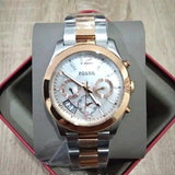 Shop Authentic Fossil Perfect Boyfriend Mother of Pearl Dial Two Tone Steel Strap Watch for Women - ES4135 - Luxxuri