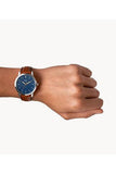  Shop Authentic Fossil The Minimalist 3H Blue Dial Brown Leather Strap Watch for Men - FS5499 - Luxxuri