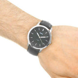  Shop Authentic Fossil The Minimalist Three Hand Black Dial Black Leather Strap Watch for Men - FS5398 - Luxxuri