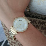  Shop Authentic Michael Kors Catlin Mother of Pearl Dial Gold Steel Strap Watch for Women - MK3332 - Luxxuri