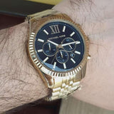  Shop Authentic Michael Kors Lexington Chronograph Black Dial Gold Steel Strap Watch for Men - MK8286 - Luxxuri