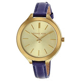 Shop Authentic Michael Kors Runway Quartz Gold Dial Blue Leather Strap Watch For Women - MK2285 - Luxxuri