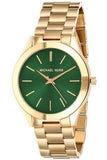  Shop Authentic Michael Kors Slim Runway Green Dial Gold Steel Strap Watch for Women - MK3435 - Luxxuri