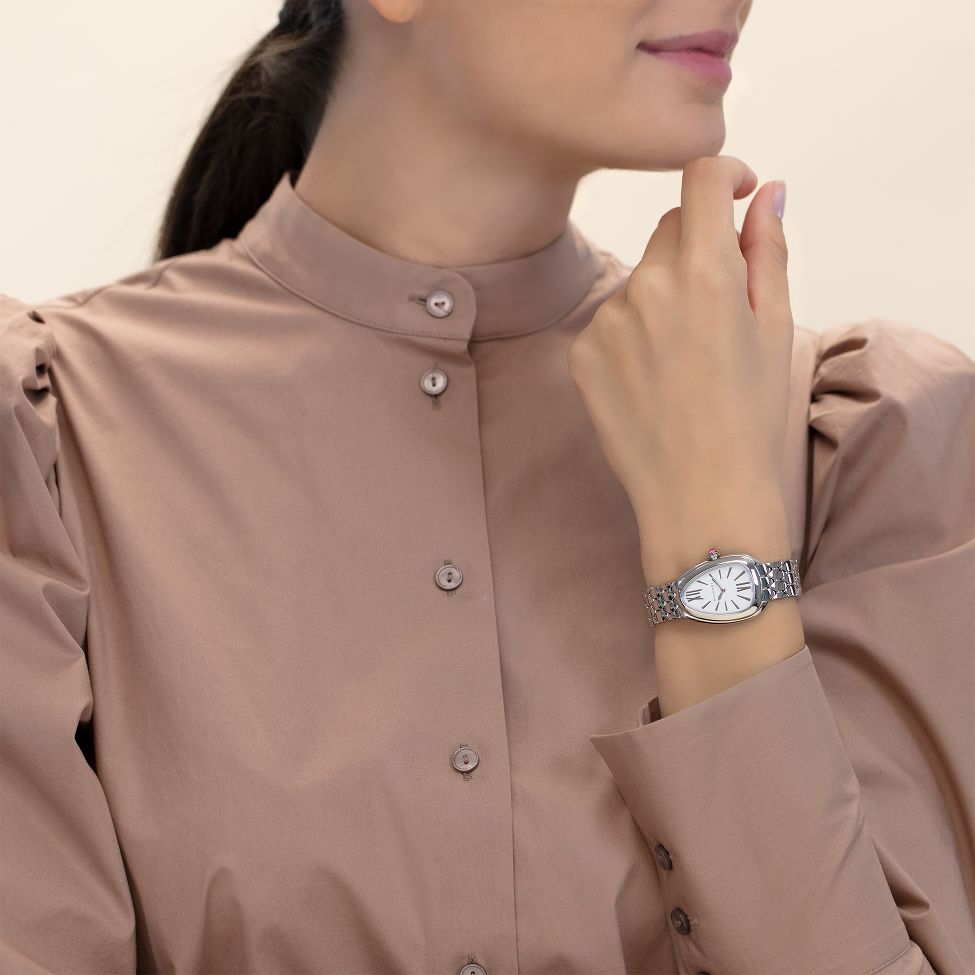  Shop Authentic Bvlgari Serpenti Seduttori Quartz White Dial Silver Steel Strap Watch for Women - SERPENTI103141 - Luxxuri