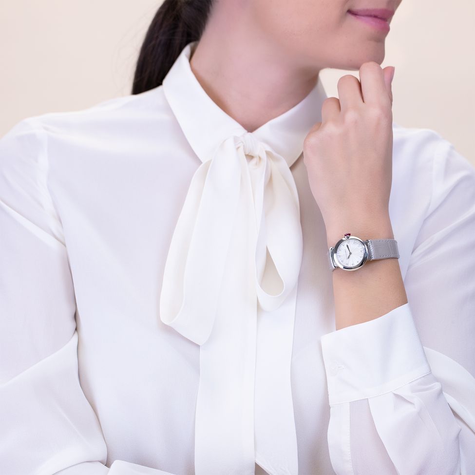  Shop Authentic Bvlgari LVCEA Diamonds Silver Mother of Pearl Dial Silver Leather Strap Watch for Women - LVCEA103367 - Luxxuri