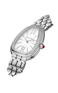  Shop Authentic Bvlgari Serpenti Seduttori Diamonds Silver Dial Silver Steel Strap Watch for Women - SERPENTI103361 - Luxxuri