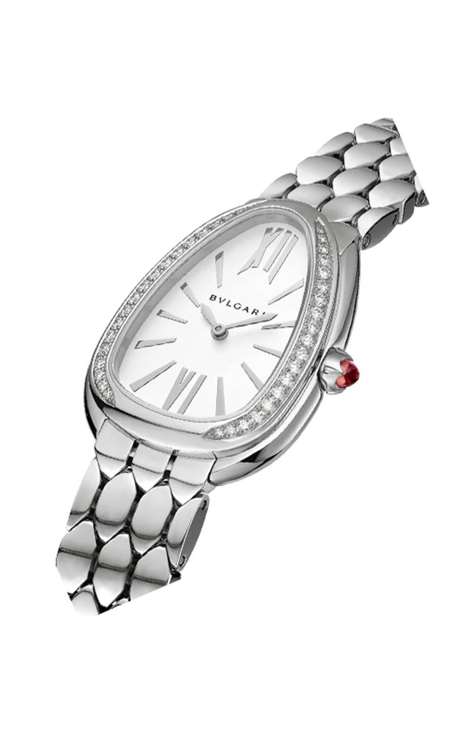  Shop Authentic Bvlgari Serpenti Seduttori Diamonds Silver Dial Silver Steel Strap Watch for Women - SERPENTI103361 - Luxxuri