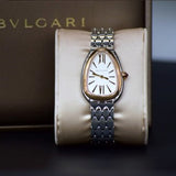  Shop Authentic Bvlgari Serpenti Seduttori Quartz Silver Dial Silver Steel Strap Watch for Women - SERPENTI103144 - Luxxuri