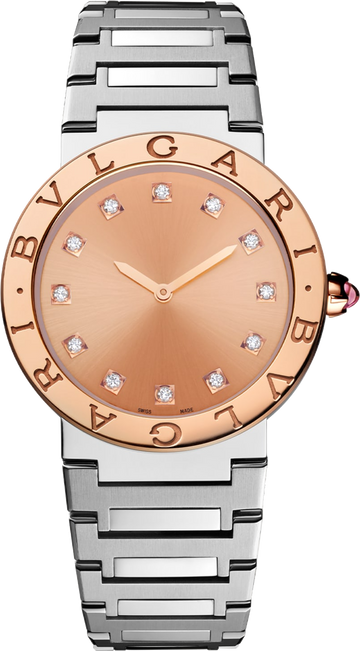  Shop Authentic Bvlgari Bvlgari Bvlgari Resort Limited Edition Diamonds Gold Dial Silver Steel Strap Watch for Women - BVLGARI103682 - Luxxuri