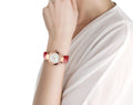  Shop Authentic Bvlgari Divas Dream Diamonds Mother of Pearl Dial Red Leather Strap Watch for Women - DREAM102840 - Luxxuri