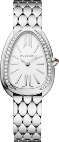  Shop Authentic Bvlgari Serpenti Seduttori Diamonds Silver Dial Silver Steel Strap Watch for Women - SERPENTI103361 - Luxxuri