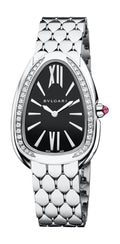  Shop Authentic Bvlgari Serpenti Seduttori Diamonds Black Dial Silver Steel Strap Watch for Women - SERPENTI103449 - Luxxuri