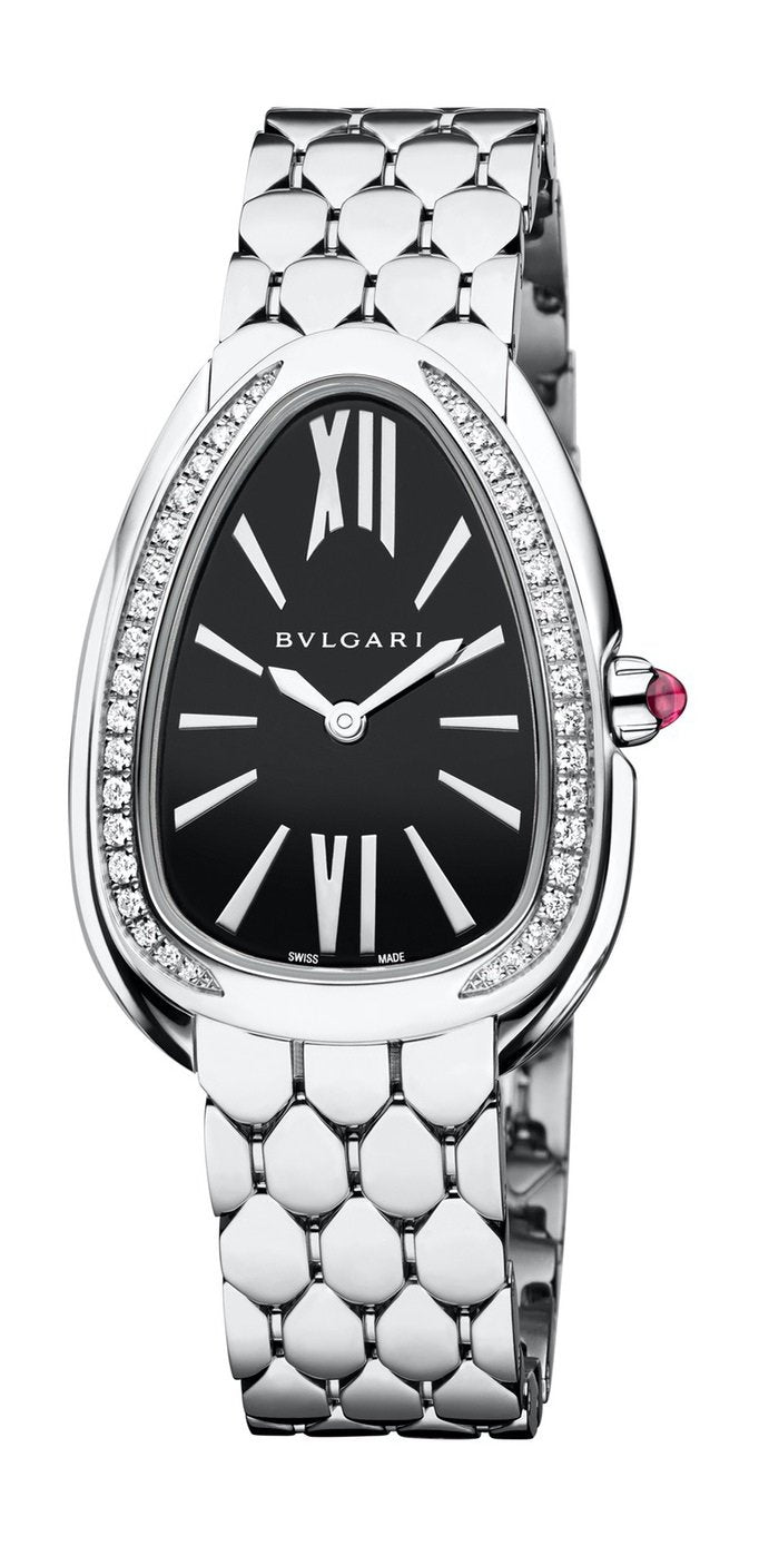  Shop Authentic Bvlgari Serpenti Seduttori Diamonds Black Dial Silver Steel Strap Watch for Women - SERPENTI103449 - Luxxuri
