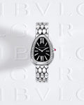  Shop Authentic Bvlgari Serpenti Seduttori Diamonds Black Dial Silver Steel Strap Watch for Women - SERPENTI103449 - Luxxuri