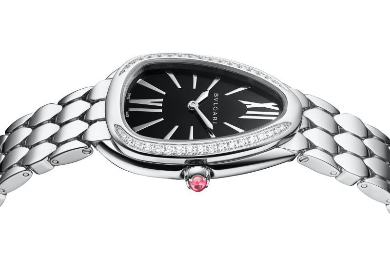  Shop Authentic Bvlgari Serpenti Seduttori Diamonds Black Dial Silver Steel Strap Watch for Women - SERPENTI103449 - Luxxuri