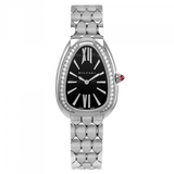  Shop Authentic Bvlgari Serpenti Seduttori Diamonds Black Dial Silver Steel Strap Watch for Women - SERPENTI103449 - Luxxuri