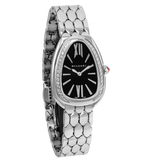  Shop Authentic Bvlgari Serpenti Seduttori Diamonds Black Dial Silver Steel Strap Watch for Women - SERPENTI103449 - Luxxuri