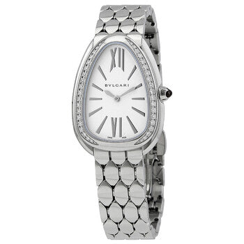  Shop Authentic Bvlgari Serpenti Seduttori Diamonds Silver Dial Silver Steel Strap Watch for Women - SERPENTI103361 - Luxxuri