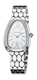  Shop Authentic Bvlgari Serpenti Seduttori Diamonds Silver Dial Silver Steel Strap Watch for Women - SERPENTI103361 - Luxxuri