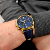  Shop Authentic Fossil Neutra Chronograph Blue Dial Blue Leather Strap Watch for Men - FS5790 - Luxxuri
