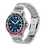  Shop Authentic Emporio Armani Sea Explorer GMT Blue Dial Silver Steel Strap Watch For Men - AR11590 - Luxxuri