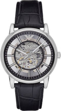  Shop Authentic Emporio Armani Luigi Silver Skeleton Dial Black Leather Strap Watch For Men - AR1981 - Luxxuri