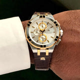  Shop Authentic Maurice Lacroix Aikon Chronograph White Dial Brown Leather Strap Watch For Men - AI1018-PVY11-132-1 - Luxxuri