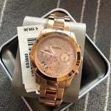  Shop Authentic Fossil Boyfriend Multifunction Rose Gold Dial Rose Gold Steel Strap Watch for Women - ES3885 - Luxxuri