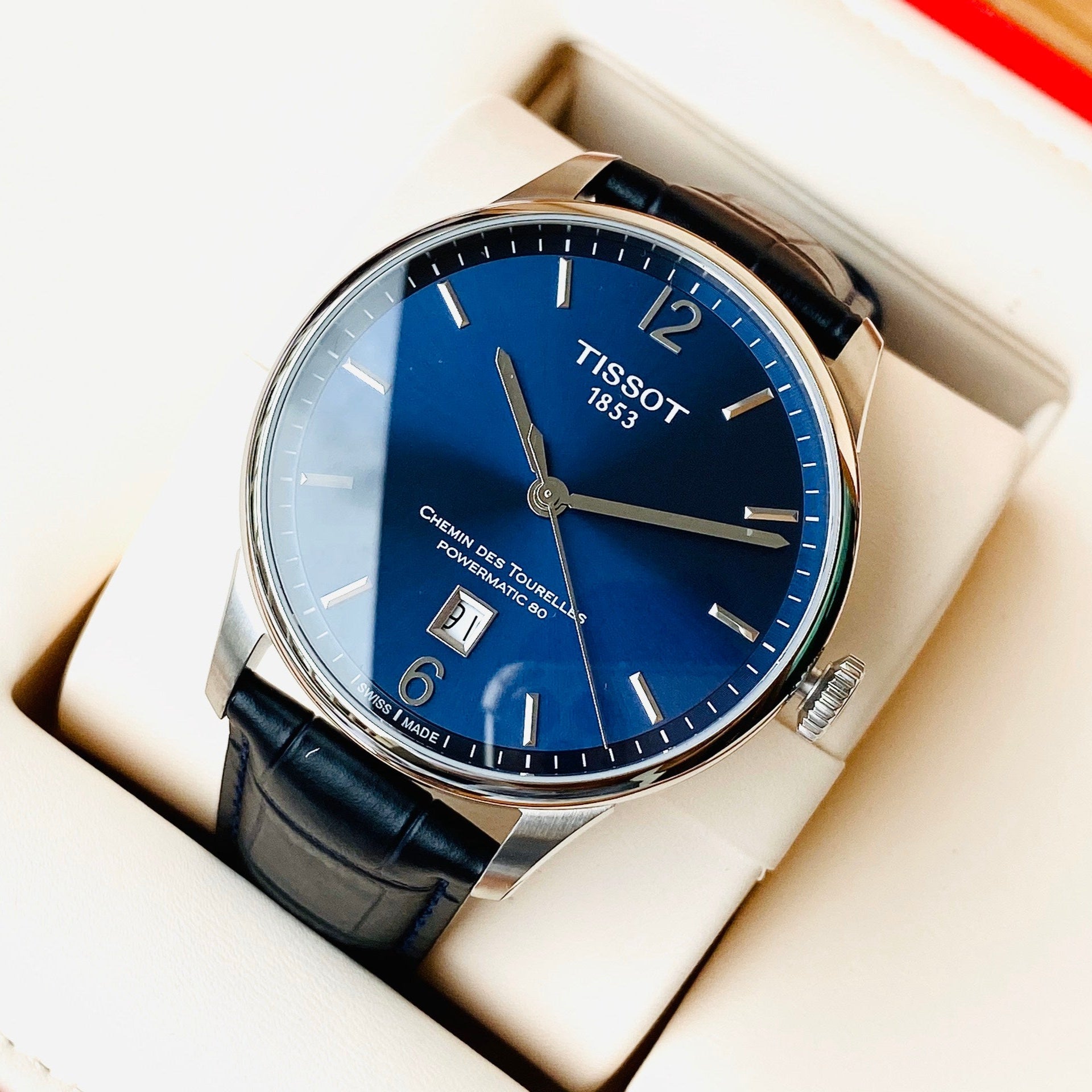  Shop Authentic Tissot Chemin Des Tourelles Powermatic 80 Blue Dial Blue Leather Strap Watch for Men - T099.407.16.047.00 - Luxxuri
