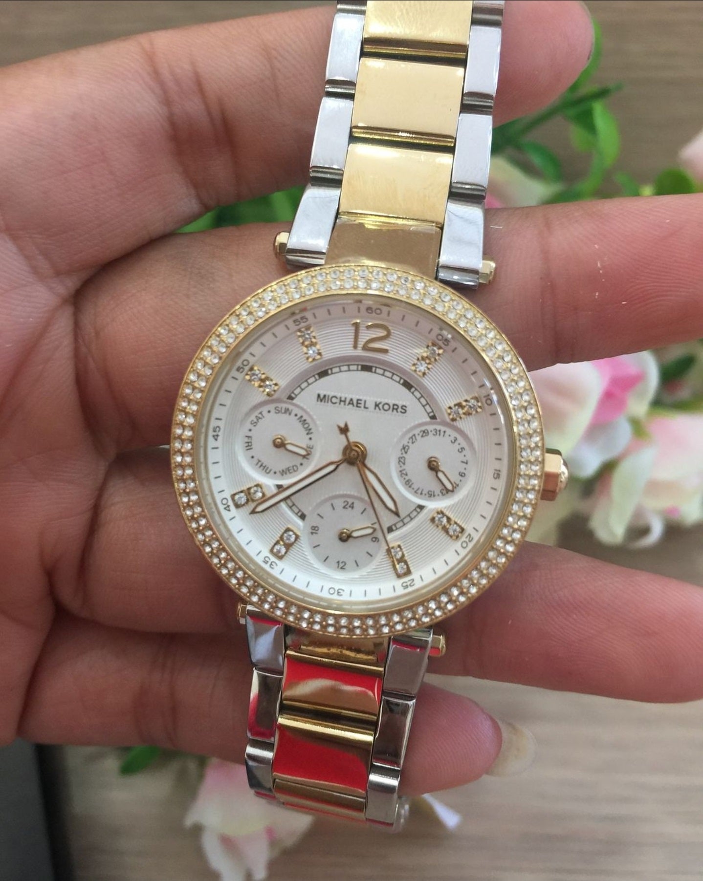  Shop Authentic Michael Kors Parker White Dial Two Tone Steel Strap Watch for Women - MK6055 - Luxxuri