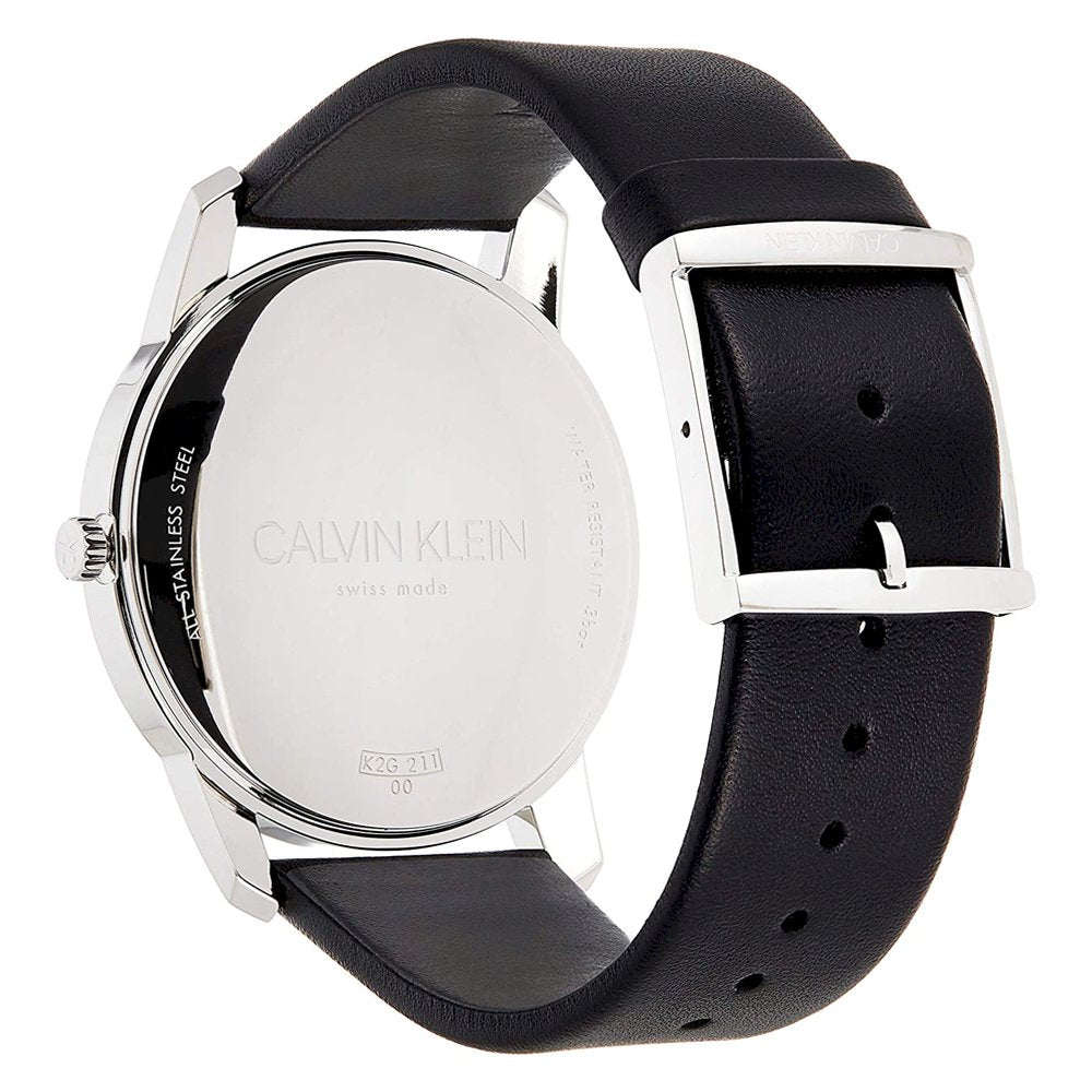  Shop Authentic Calvin Klein City White Dial Black Leather Strap Watch For Men - K2G211C6 - Luxxuri