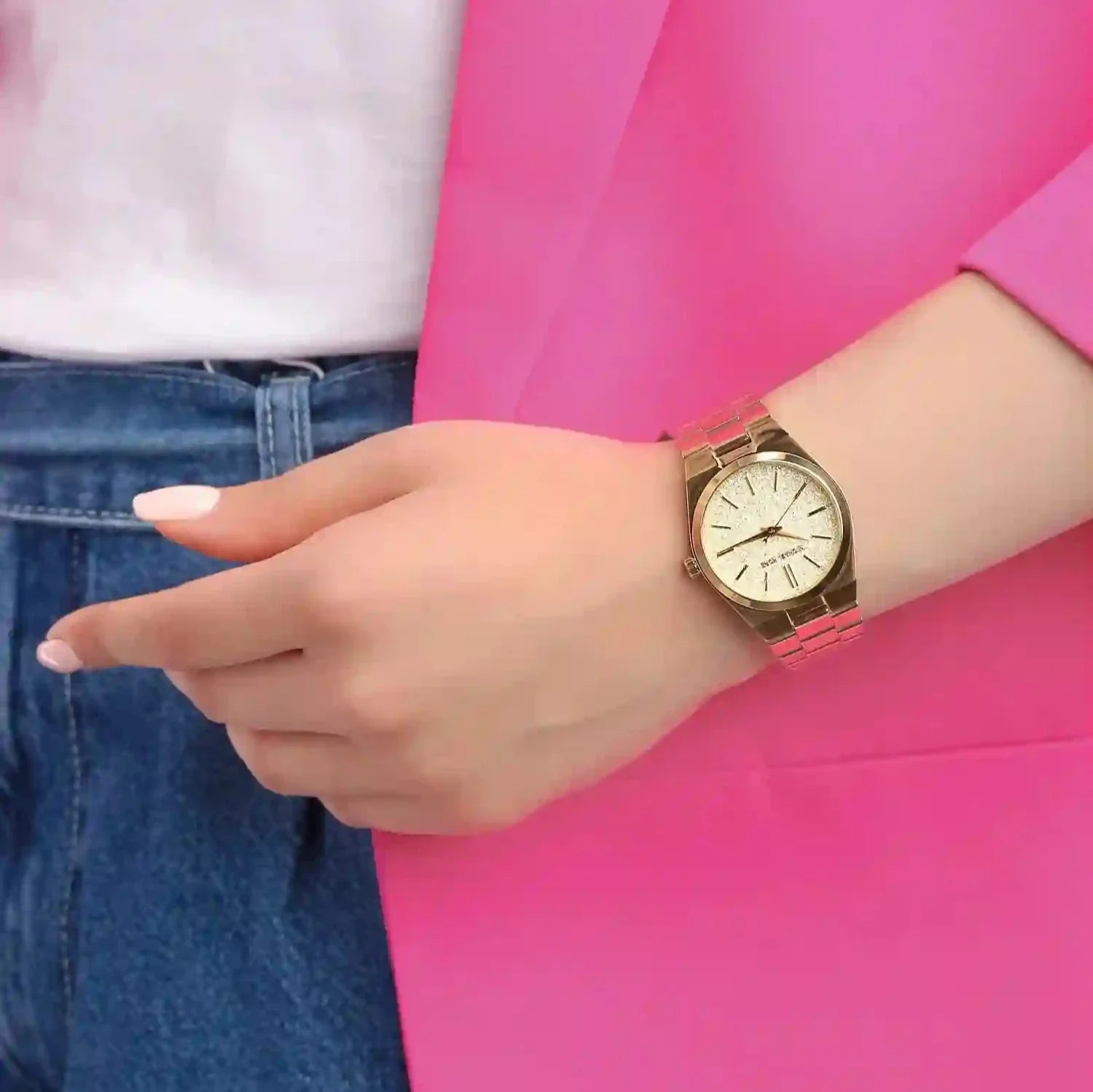  Shop Authentic Michael Kors Channing Quartz Gold Dial Gold Steel Strap Watch For Women - MK6623 - Luxxuri