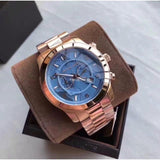  Shop Authentic Michael Kors Runway Stop Hunger Quartz Blue Dial Rose Gold Steel Strap Watch For Men - MK8358 - Luxxuri