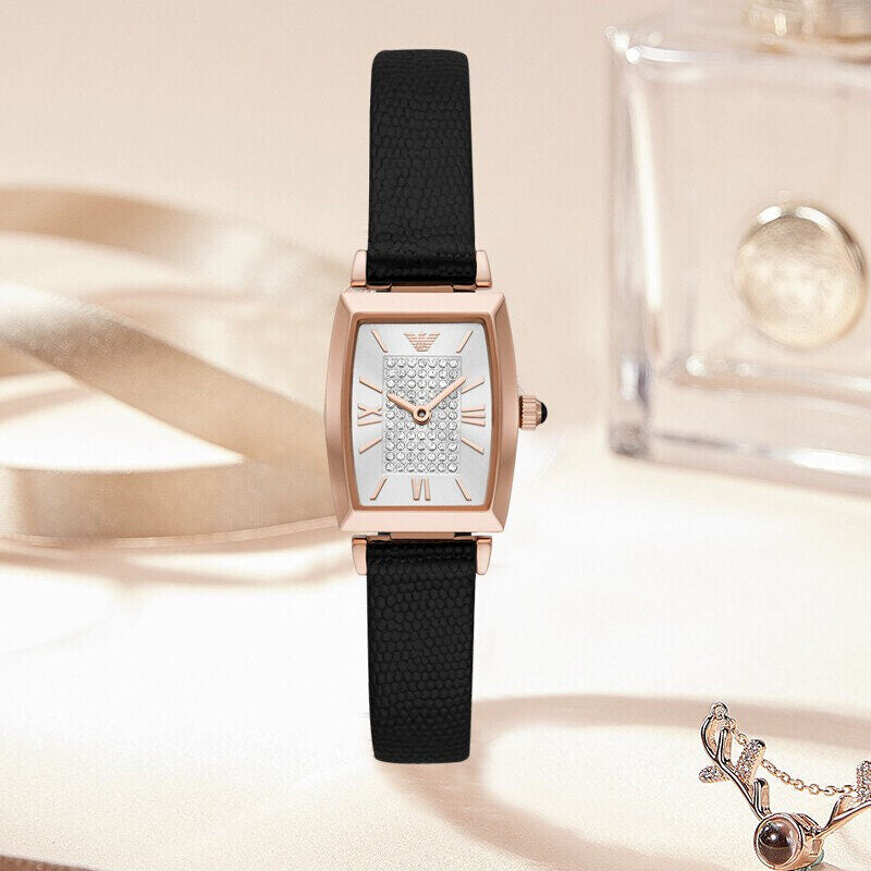  Shop Authentic Emporio Armani Gianni T Bar Quartz White Dial Black Leather Strap Watch For Women - AR11408 - Luxxuri