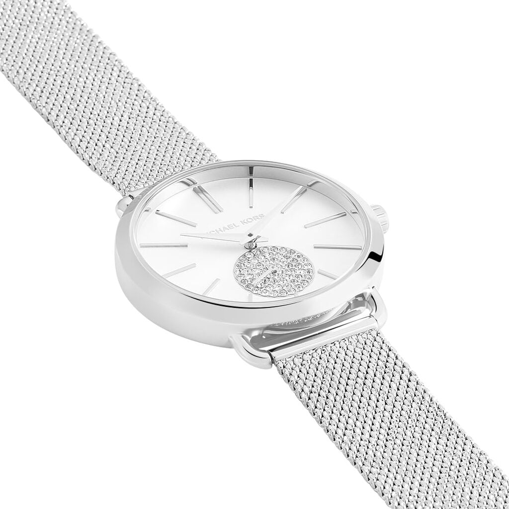  Shop Authentic Michael Kors Portia Silver Dial Silver Mesh Bracelet Watch for Women - MK3843 - Luxxuri