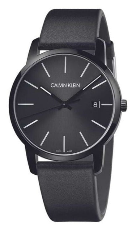  Shop Authentic Calvin Klein City Quartz Black Dial Black Leather Strap Watch for Men - K2G2G4CX - Luxxuri