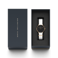  Shop Authentic Daniel Wellington Classic Petite Dover Black Dial White NATO Strap Watch For Women - DW001000314 - Luxxuri