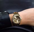 Guess Cosmo Diamonds Gold Dial Gold Steel Strap Watch For Women - GW0033L2