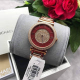  Shop Authentic Michael Kors Caitlin Red Dial Rose Gold Stainless Steel Strap Watch for Women - MK3377 - Luxxuri