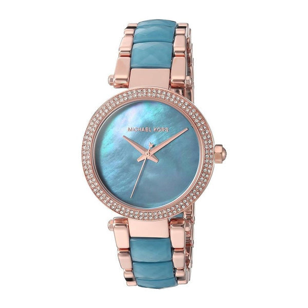  Shop Authentic Michael Kors Parker Blue Mother of Pearl Dial Two Tone Steel Strap  Watch for Women - MK6491 - Luxxuri
