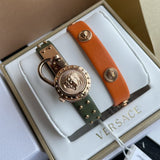  Shop Authentic Versace Medusa Lock Icon Quartz Beige Dial Green Leather Strap Watch for Women - VEDW00519 - Luxxuri
