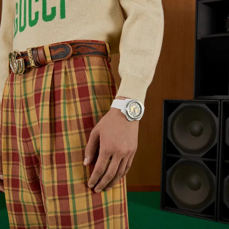  Shop Authentic Gucci Dive Automatic Transparent Dial White Rubber Strap Watch For Men - YA136343 - Luxxuri