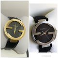  Shop Authentic Gucci Interlocking G Iconic Black Dial Black Leather Strap Watch For Men - YA133205 - Luxxuri