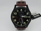  Shop Authentic Hugo Boss Aeroliner Maxx Black Dial Brown Leather Strap Watch For Men - 1513079 - Luxxuri