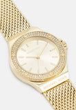  Shop Authentic Michael Kors Lennox Three-Hand Gold Dial Gold Mesh Bracelet Watch For Women - MK7335 - Luxxuri