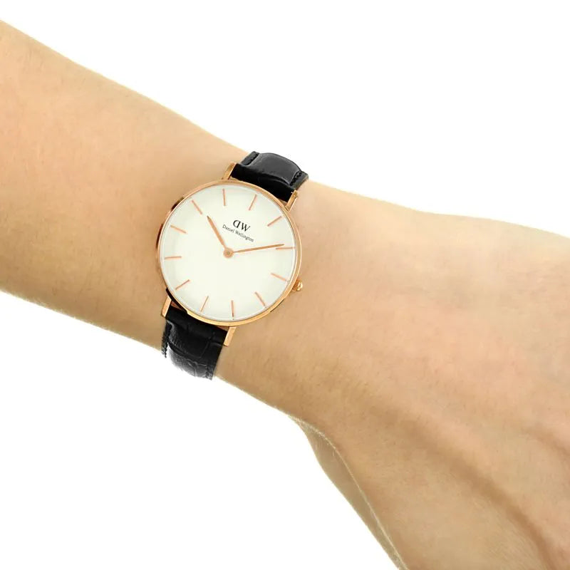  Shop Authentic Daniel Wellington Petite Reading White Dial Black Leather Strap Watch For Women - DW00100173 - Luxxuri