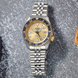 Shop Authentic Seiko 5 Sports GMT Automatic 70th Anniversary Taiwan Limited Edition Gold Dial Silver Steel Strap Watch For Men - SSK044K1 - Luxxuri