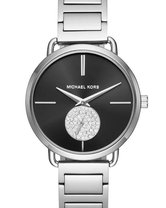  Shop Authentic Michael Kors Portia Black Dial Silver Steel Strap Watch for Women - MK3638 - Luxxuri